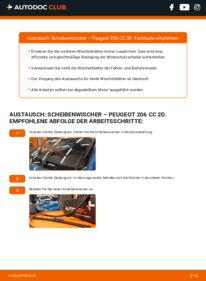Wie der Wechsel durchführt wird: Scheibenwischer Peugeot 206 CC 1.6 16V (2DNFUF, 2DNFUR) tauschen