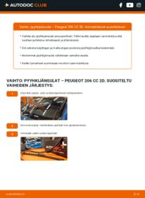 Kuinka vaihtaa Pyyhkijänsulat 1.6 16V (2DNFUF, 2DNFUR) Peugeot 206 cc 2d -autoon