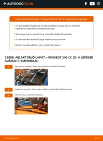 Hogyan végezze a cserét: 1.6 16V (2DNFUF, 2DNFUR) Peugeot 206 cc 2d Törlőlapát