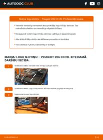 Kā veikt nomaiņu: 1.6 16V (2DNFUF, 2DNFUR) Peugeot 206 cc 2d Stikla tīrītāja slotiņa