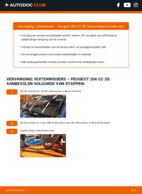 Vervanging uitvoeren: Ruitenwissers 1.6 16V (2DNFUF, 2DNFUR) Peugeot 206 cc 2d
