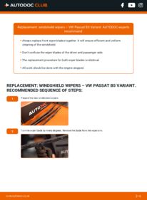 How to carry out replacement: Wiper Blades 1.9 TDI Passat 3B6