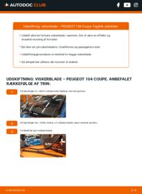 Hvordan man udfører udskiftning af: Viskerblade på 1.1 PEUGEOT 104 Coupe