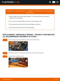 How to carry out replacement: Wiper Blades 1.9 D Peugeot Partner Van