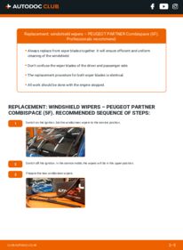 How to carry out replacement: Wiper Blades 2.0 HDI Peugeot Partner Combispace 5F
