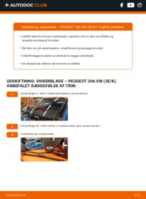 Hvordan man udfører udskiftning af: Viskerblade på 1.4 HDi Peugeot 206 SW