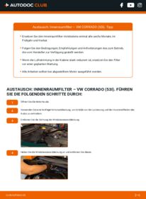 Wie der Wechsel durchführt wird: Innenraumfilter VW Corrado 53i 1.8 G60 tauschen