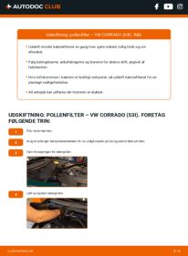 Hvordan man udfører udskiftning af: Pollenfilter på 1.8 G60 VW Corrado 53i