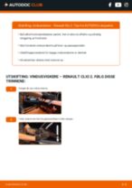 Hvordan bytte Vindusviskerblad bak og foran RENAULT CLIO II (BB0/1/2_, CB0/1/2_) - guide online