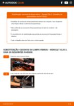 O guia profissional para substituir o produto Escovas do Limpa Vidros no teu Renault Clio 2 1.2 (BB0A, BB0F, BB10, BB1K, BB28, BB2D, BB2H, CB0A,...