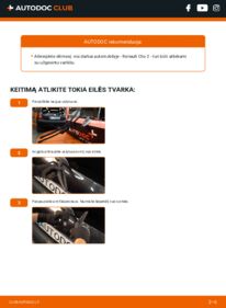 Kaip atlikti keitimą: Renault Clio 2 1.2 (BB0A, BB0F, BB10, BB1K, BB28, BB2D, BB2H, CB0A,... Valytuvo gumelė