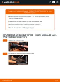 How to carry out replacement: Wiper Blades 2.0 Nissan Maxima A32