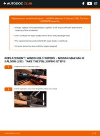 How to carry out replacement: Wiper Blades 3.0 i Nissan Maxima J30