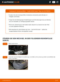 Wie der Wechsel durchführt wird: Innenraumfilter Audi A4 B6 Avant 1.9 TDI tauschen