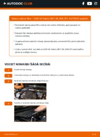 Kā veikt nomaiņu: 1.8 T Audi A4 8h Salona filtrs