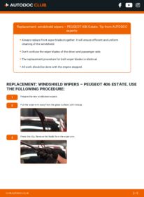 How to carry out replacement: Wiper Blades 2.0 HDI 110 Peugeot 406 Estate