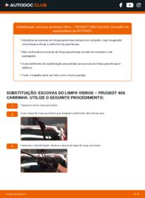 Como realizar a substituição de Escovas do Limpa Vidros 2.0 HDI 110 Peugeot 406 Carrinha