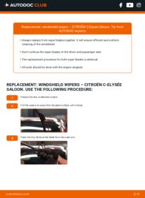 How to carry out replacement: Wiper Blades 1.6 BlueHDi 100 CITROËN C-ELYSEE