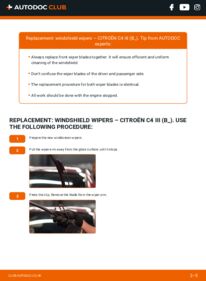 How to carry out replacement: Wiper Blades e-C4 (BCZKXC) CITROËN C4 III (B_)