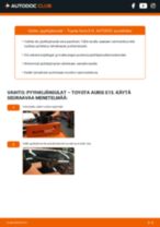 Kuinka vaihtaa Pyyhkijät autoon Auris Hatchback (E18) 1.4 D-4D (NDE180_)? Vaiheittaiset oppaat