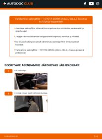 Kuidas välja vahetamist läbi viia: Toyota Sienna ASL3 3.5 4WD (GSL35_) Salongifilter