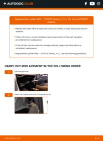 How to carry out replacement: Pollen Filter 3.5 4WD (GGV15_) Venza AV10