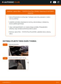 Kaip atlikti keitimą: TOYOTA Prius Plus (ZVW4) 1.8 Hybrid (ZVW40) Oro filtras, keleivio vieta
