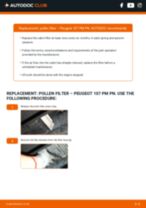 How to replace and adjust Pollen filter PEUGEOT 107: pdf tutorial