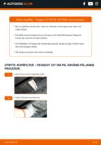 DIY-manual för byte av Kupefilter i PEUGEOT 107