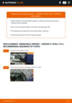 How to replace and adjust Windscreen wipers NISSAN X-TRAIL: pdf tutorial