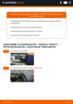 Kuidas vahetada Klaasipuhastid tagumine ja eesmine RENAULT TRAFIC II Platform/Chassis (EL) - juhend online
