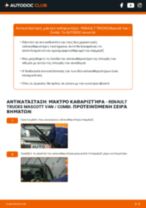 PDF εγχειρίδιο αντικατάστασης: Μάκτρο καθαριστήρα RENAULT TRUCKS Mascott Van / Combi πίσω και εμπρός