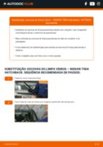 Tutorial passo a passo em PDF sobre a substituição de Escovas do Limpa Vidros no NISSAN TIIDA Hatchback