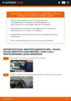 Αντικατάσταση Μάκτρο καθαριστήρα εμπρός και πίσω NISSAN NAVARA Platform/Chassis: οδηγίες pdf