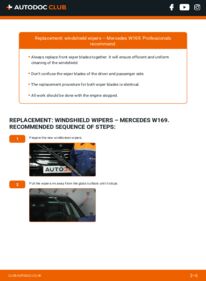 How to carry out replacement: Wiper Blades A 180 CDI 2.0 (169.007, 169.307) Mercedes W169
