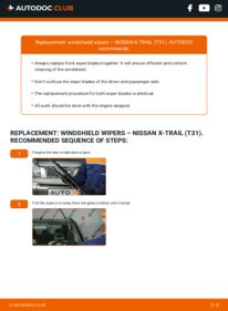 How to carry out replacement: Wiper Blades 2.0 dCi 4x4 Nissan X-Trail T31
