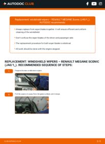 How to carry out replacement: Wiper Blades 1.6 16V (JA0B, JA04, JA11, JA00) Renault Megane Scenic