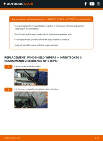 How to carry out replacement: Wiper Blades 2.0 (J55) INFINITI QX50 II