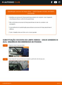 Como realizar a substituição de Escovas do Limpa Vidros 1.0 SCe 65 DACIA Sandero III (BJI)