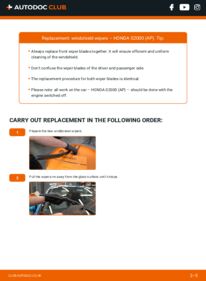 How to carry out replacement: Wiper Blades 2.0 (AP1) Honda S2000 AP2