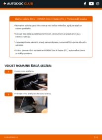 Kā veikt nomaiņu: 1.5 VTEC (FC1) Honda Civic 10 Salona filtrs