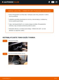 Kaip atlikti keitimą: Honda CRZ ZF 1.5 IMA (ZF1) Oro filtras, keleivio vieta