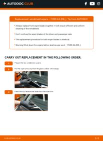 How to carry out replacement: Wiper Blades 1.3 i FORD KA (RB_)