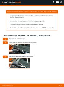 How to carry out replacement: Wiper Blades 1.4 TDCi Ford Fiesta Mk5 Van