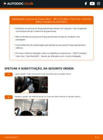 Como realizar a substituição de Escovas do Limpa Vidros 1.9 TDI SEAT Cordoba I Vario Kasten / Kombi (6K5)