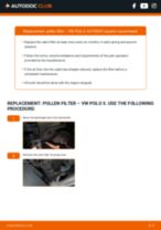How to replace and adjust Brake pad set VW POLO: pdf tutorial