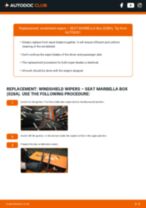 How to change Windshield wipers rear and front on SEAT MARBELLA Box (028A) - manual online