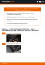 Ilustrirani priročniki za rutinske vzdrževalne preglede avta AUDI A1 (8X1, 8XF)