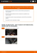 Kā nomainīt Salona filtrs SEAT TOLEDO IV (KG3) - instrukcijas tiešsaistes