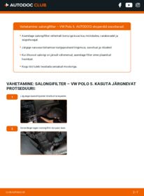 Kuidas välja vahetamist läbi viia: VW Polo 5 Sedaan 1.6 TDI Salongifilter